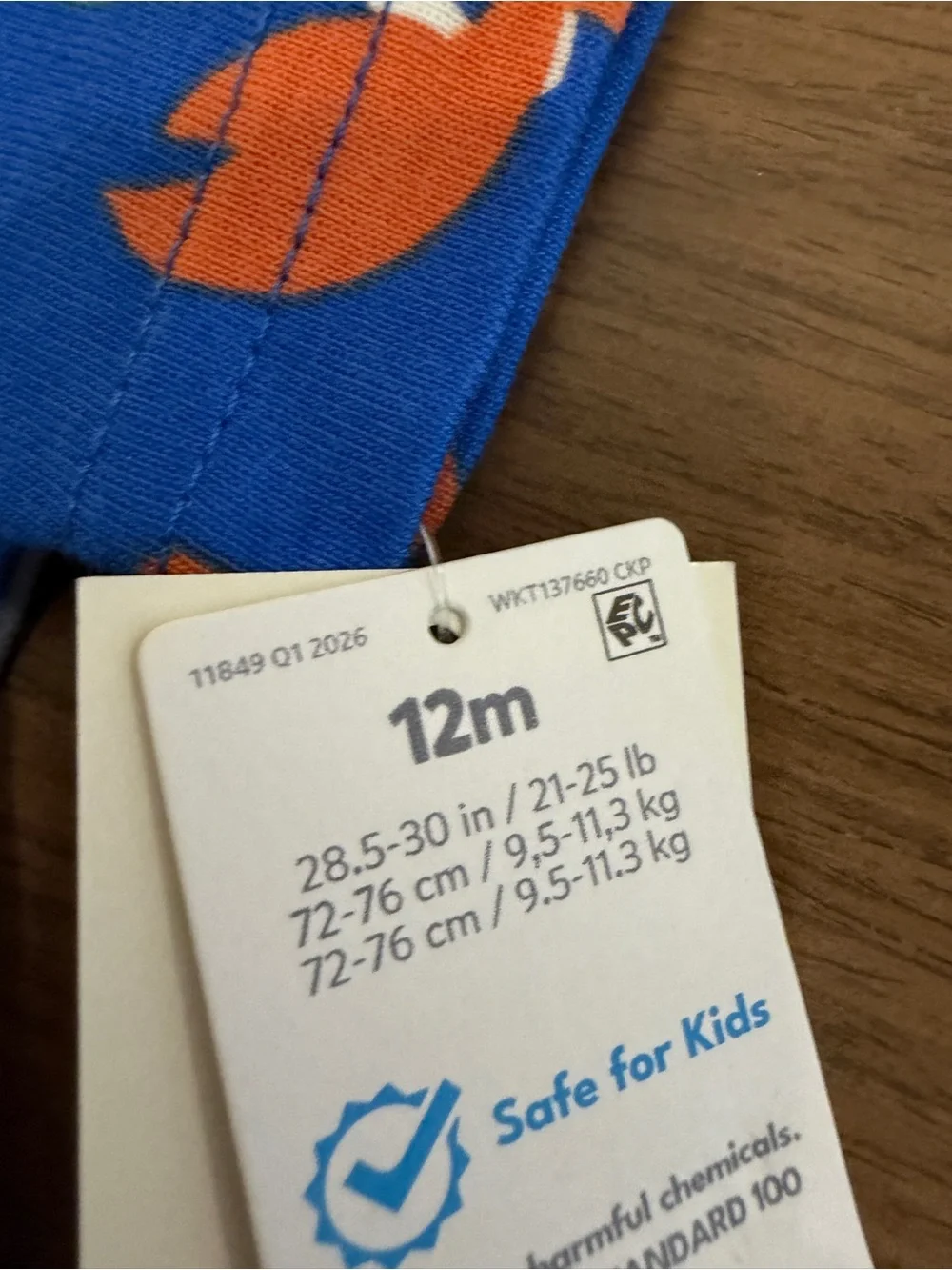 NWT - Carter's Child of Mine Toddler BLUE CRAB Pajama Set (12 months)